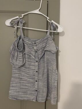 Blue and white striped top